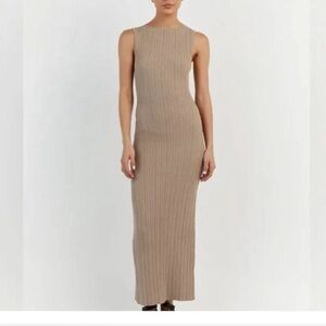 DISSH SIENNA TAUPE KNIT MIDI DRESS - M / TAUPE